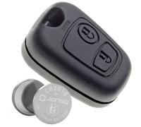 Jongo® Coque de Clé 2 Boutons Compatible Peugeot 107, 307, Citroën C1, C2, C3, Berlingo, Toyota Aygo | avec Pile CR2016 Fournie | sans Lame | Boitier Télécommande