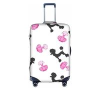 JONGYA Housse de protection pour valises à fleurs roses - Housse de protection tout-en-un réglable et élastique pour valises de petite, moyenne et grande taille, Bouteille de parfum rose et caniche, L