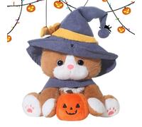 Jongyumo Peluche Chat - Chaton Sorcière avec Chapeau et Cape - 25 cm Figurine Peluche Mignonne pour Halloween,Déco Salon Chambre Fêtes et Parties