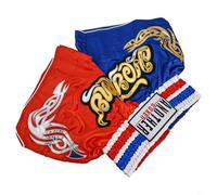 Jonikuper Anotherboxer Unisexe Muay Thai Boxe Short pour MMA Kickboxing Training Respirant et Taille élastique Rouge Blanc Bleu Rouge Vert Jaune Noir + Options (Bleu + Rouge M)