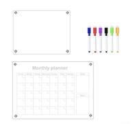 Jonikuper Bloc-notes mensuel magnétique en acrylique avec 6 marqueurs de couleur, tableau magnétique effaçable à sec pour réfrigérateur pour l'organisation de la maison et du bureau, 42 x 29,7 cm