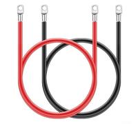 Jonikuper Câble de connexion de batterie de voiture 12 V 2 AWG compatible avec bornes à anneau, fil de cuivre compatible avec onduleur, solaire, camping-car, bateau, camion - Noir + rouge - 30 cm