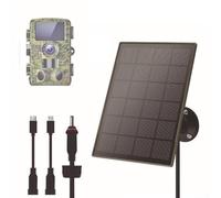 Jonikuper Caméra de chasse avec panneau solaire 3 W/5 V, étanche IP66, batterie au lithium rechargeable intégrée 6000 mAh, kit de chargement de batterie solaire