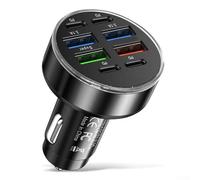Jonikuper Chargeur de voiture 8 ports pour charge rapide 100 W avec PD & .0, affichage numérique de la tension, 4 ports USB + 4 ports PD, compatible avec voitures 12-24 V