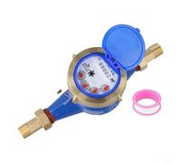 Jonikuper Compteur d'eau de type sec DIN15 avec mesure à 4 pointeurs, détection anti-fuite, cadran en verre trempé et connecteur en cuivre pour eau numérique de type (SKU)