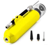 Jonikuper Gonfleur portable pour basket-ball, football, volley-ball - Gonfleur à main double action avec 2 aiguilles, tuyau flexible, construction en plastique et métal (jaune)