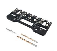 Jonikuper Guide de perçage professionnel en aluminium avec forets pour porte d'armoire, charnière, étagère, broche d'installation - Kit d'outils de localisation (noir)