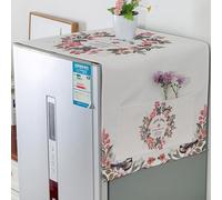 Jonikuper Housse imperméable en coton et lin pour machine à laver avec sangles réglables pour réfrigérateur et micro-ondes Protection solaire anti-poussière Blanc (B)