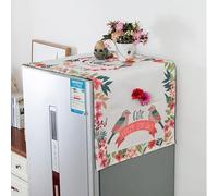 Jonikuper Housse imperméable en coton et lin pour machine à laver avec sangles réglables pour réfrigérateur et micro-ondes, protection solaire anti-poussière en blanc (C)