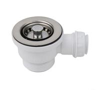 Jonikuper Kit de bonde d'évier à bride en acier inoxydable de 70 mm avec corps en polypropylène blanc compatible avec les éviers de cuisine de taille standard Ouverture de 47 à 52 mm pour une