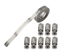 Jonikuper Kit de collier de serrage en acier inoxydable avec attaches, collier de serrage réglable pour une utilisation automobile industrielle et marine, matériau inoxydable 304, (E)