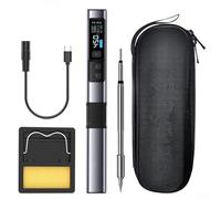 Jonikuper Kit de fer à souder portable 100 W avec écran couleur HD de 2,4 cm, contrôle de la température 100-450 °C, pour réparation électronique (1 pointe de fer à souder)