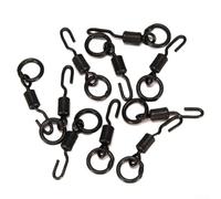 Jonikuper Lot de 10/20/50/100 émerillons rotatifs à changement rapide pour bas de ligne de pêche à la carpe Ronnie Rig Terminal Tackle, noir mat antireflet en alliage de cuivre