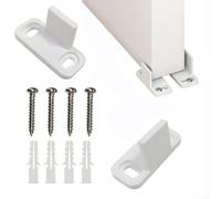 Jonikuper Lot de 2 guides de sol réglables blancs pour porte de grange coulissante, rouleau de porte inférieure avec vis, compatible avec la plupart des épaisseurs de porte, silencieux