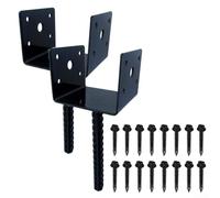 Jonikuper Lot de 2 supports de poteau de clôture en forme de U pour poteaux en bois de 10,2 x 10,2 cm, ancrage en béton avec trous pré-percés, comprend 16 vis, construction