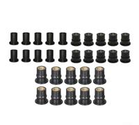 Jonikuper Lot de 30 écrous de puits d'eau en néoprène avec écrous captifs en laiton, taille du filetage 4 mm/5 mm/6 mm pour pare-brise de moto et pour applications VTT (SKU)