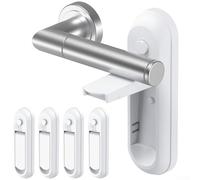 Jonikuper Lot de 4 verrous de poignée de porte anti-ouverture pour une meilleure sécurité, butée de porte de voyage portable avec bouton-poussoir, s'adapte à la plupart des portes, blanc (lot de 4)