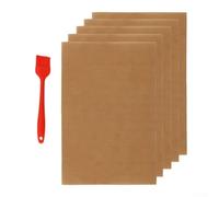 Jonikuper Lot de 5 tapis de barbecue réutilisables en cuivre 33 x 40 cm pour la cuisine en plein air, la pâtisserie, le camping, compatible avec la viande, le poisson, les légumes