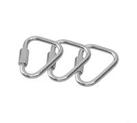 Jonikuper Meilong Lot de 3 mousquetons triangulaires en acier inoxydable pour escalade, spéléologie et travail en hauteur - Tailles 6/8/10 mm, résistance 12-60 KN, crochet de sécurité verrouillable