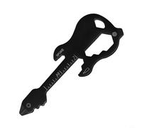 Jonikuper Outil de poche multifonctionnel en acier inoxydable avec décapsuleur et tournevis, règle pour métrique et impérial, pour clé de rayon de vélo, gadget léger (noir) (guitare)