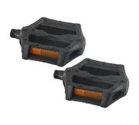 Jonikuper Pédales de vélo pour vélo de route et VTT - Pédales légères en résine plastique avec roulements à billes, design scellé et bandes réfléchissantes - Noir