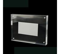 Jonikuper Petit cadre photo magnétique autoportant en acrylique poli transparent pour décoration d'intérieur, 5,5 x 8,2 cm à 10 x 15 cm, affichage transparent avec aimant puissant (7,5 x 10,5 cm)