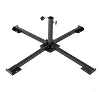 Jonikuper Pied de parasol d'extérieur pliable en métal robuste avec trou central réglable pour jardin, plage, camping, mât de 2,5 à 4 cm, noir