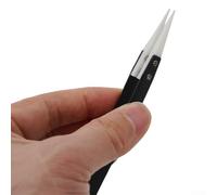 Jonikuper Pince à épiler antistatique en céramique avec poignée en acier inoxydable pour réparation électronique industrielle et entretien des composants (pointe droite)