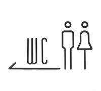 Jonikuper Plaque de toilettes en acrylique compatible avec porte ou mur de salle de bain - Signalisation WC noire avec finition galvanisée, logo de navigation transparent compatible avec la maison ou