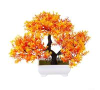 Jonikuper Pot de bonsaï artificiel - Pin réaliste en pot en plastique pour la maison, le bureau ou le jardin, 20 x 18 cm, entretien, pas besoin d'arrosage ou de lumière du soleil (coucher du soleil)