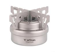 Jonikuper Réchaud de camping ultraléger pour randonnée et randonnée, brûleur d'alcool avec support, cuisinière portable compacte 71 x 44 x 40 mm, four léger 47 g (1)