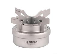 Jonikuper Réchaud de camping ultraléger pour randonnée et randonnée, brûleur d'alcool avec support, cuisinière portable compacte 71 x 44 x 40 mm, four léger 47 g (2)