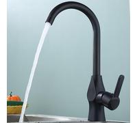 Jonikuper Robinet mitigeur d'évier de cuisine en chrome poli avec bec pivotant, base en laiton et corps en acier plastique épais, pour eau froide et chaude, G1/2 (noir)