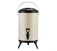 Jonikuper Seau à boissons isotherme en plastique de qualité alimentaire avec robinet en résine - Grande capacité - Garde les boissons chaudes et froides - 900 g - Beige - 10 l