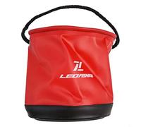 Jonikuper Seau de pêche pliable 4,5 L pour EVA étanche, portable, conteneur d'appâts vivants pour le camping et la randonnée avec cordon de serrage et bandoulière réglable, bleu (rouge)