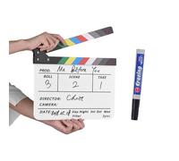 Jonlaki Ardoise Professionnelle Effaçable à Sec en Acrylique pour la Réalisation de Films et de Télévision avec Marqueur et Gomme (Bâton Multicolore)