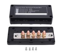 Jonlaki Bloc de Distribution D'énergie à 5 Voies, Barre Omnibus Marine avec Goujons M8.Ignifuge, 12 48V.Idéal pour Les Voitures, Camions, Camping-Cars, Bateaux et Usage (Noir : Connexion de Ligne