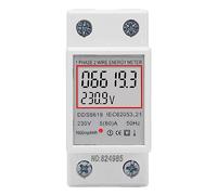 Jonlaki Compteur d'énergie Numérique LCD monophasé 2 Broches 5A 230V AC avec Affichage Clair pour Installation sur Rail DIN (Sans rétro-éclairage)