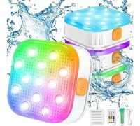 Jonlaki Lumière de Piscine LED à Couleur Changeante IP68, Lampe de Baignoire avec Télécommande, 16 Couleurs, 6 Modes Dynamiques et Fonction Minuterie (White)