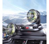 Jonlaki Ventilateur de Refroidissement Portable à Double Tête pour Voiture, Circulateur à 360 ° pour Véhicules avec Connecteur de Cigarette (Type 12V)