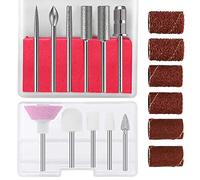 JONMON Lot de 11 forets pour nail art - Tige de 3/32" - Embouts de limes à ongles électriques diamantées - Outil pour enlever les cuticules en acrylique - Avec 6 bandes de ponçage pour ongles