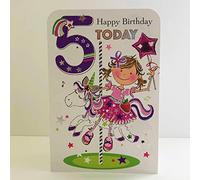 Jonny Javelin Carte d'anniversaire 5 Ans pour Fille Motif Licorne