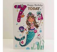 Jonny Javelin Carte d'anniversaire pour Fille 7 Ans - Cadeau sirène