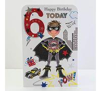 Jonny Javelin Carte d'anniversaire pour garçon 6 Ans Super héros Batman