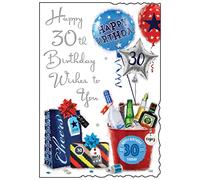 Jonny Javelin Carte d'anniversaire pour homme avec inscription « Happy 30th Birthday » - Cadeau de 30 ans - Bouteilles de bière et seau à glace