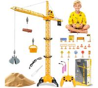 JONRRYIN 2.4GHz Grue Telecommandée RC Grue Enfant | 128cm Gruejouet avec lumières et Sons, Jeu de Chantier 680° Rotation, Cadeaux pour Enfants Garçon 4 5 6 7 8 9 10 Ans