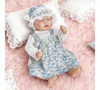 JONRRYIN Bebe Reborn à Capteur de Gravité, 43cm Bébé Reborn Réaliste Fille, Bebe Poupee Interactif Qui Rit, Pleure et Respire, Idéal pour Les Bébés à Partir de 3 Ans (Bleu)