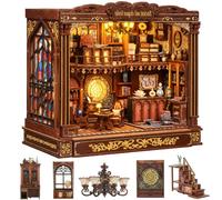 JONRRYIN Book Nook Adulte, Puzzle 3D Bois Bureau, Puzzle 3D avec LED, Miniature à Construire, Maquette Bois Adulte, Idée Cadeau (Bureau)