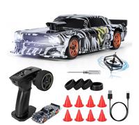 JONRRYIN Mini RC Drift Car Pro, 1:43 Voiture Télécommandée Drift, 4WD Dérive Car, Mini Voiture Télécommandée avec Lumière LED, 15km/h, Cadeau de Jouet pour Les Enfants de 14+ Ans (Noir Pro-Gyro)