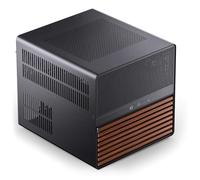 Jonsbo Boîtier NAS N5 ? Cube E-ATX Cube Case avec espace pour 16 disques, 8 emplacements, design en maille, décor bois, USB-C, idéal pour NAS et station de travail, noir